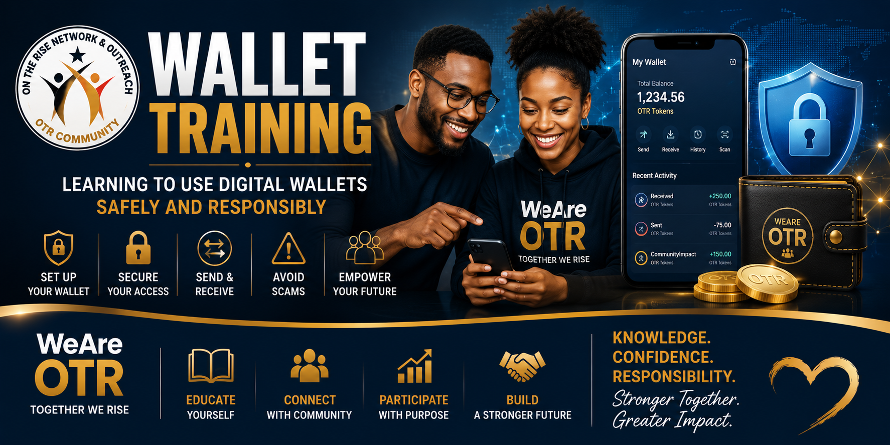 OTR Community Wallet Training — digital wallet setup, security, transactions, risk awareness, and responsible participation