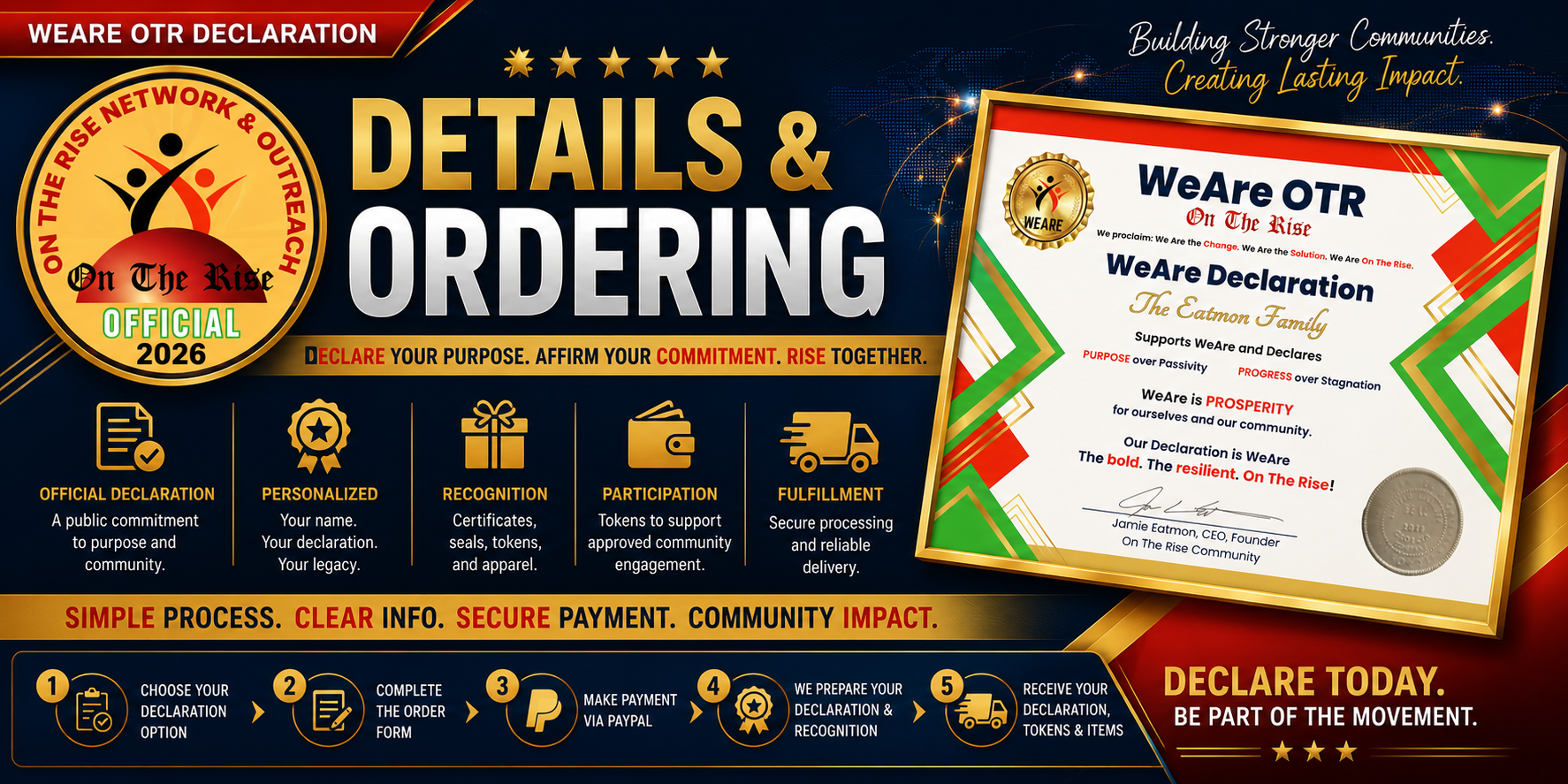 WeAre OTR Declaration details and ordering